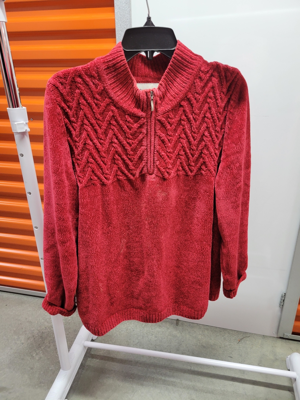 Alfred Dunner Red Cable-Knit Quarter-Zip Sweater